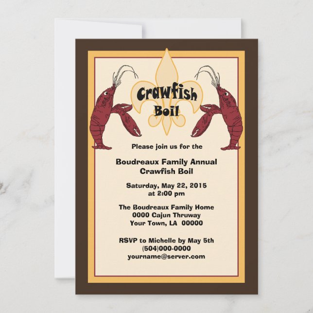 Cajun Crawfish Boil Invitations (Front)