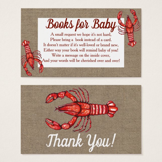 Cajun Crawfish & Faux Burlap Baby Shower Books (Front & Back)