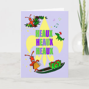 Cajun Crawfish Fleur de Lys Christmas Holiday Card