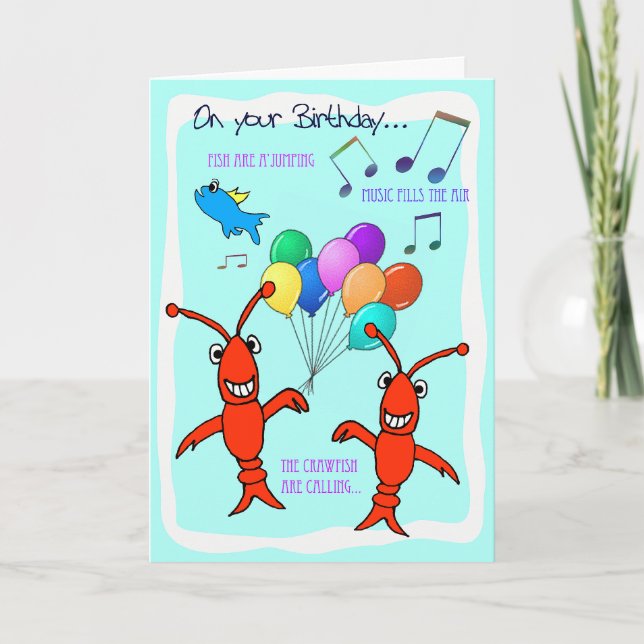 Cajun Crawfish Happy Birthday Card (Front)