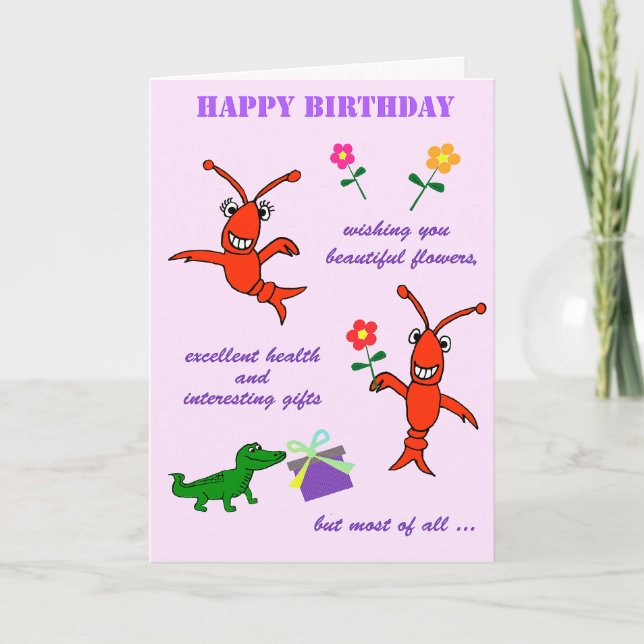 Cajun Crawfish Happy Birthday Card (Front)