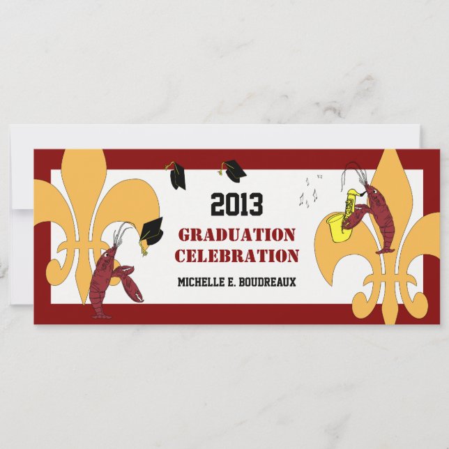 Cajun Crawfish Jazz Graduation Party Invitation (Front)