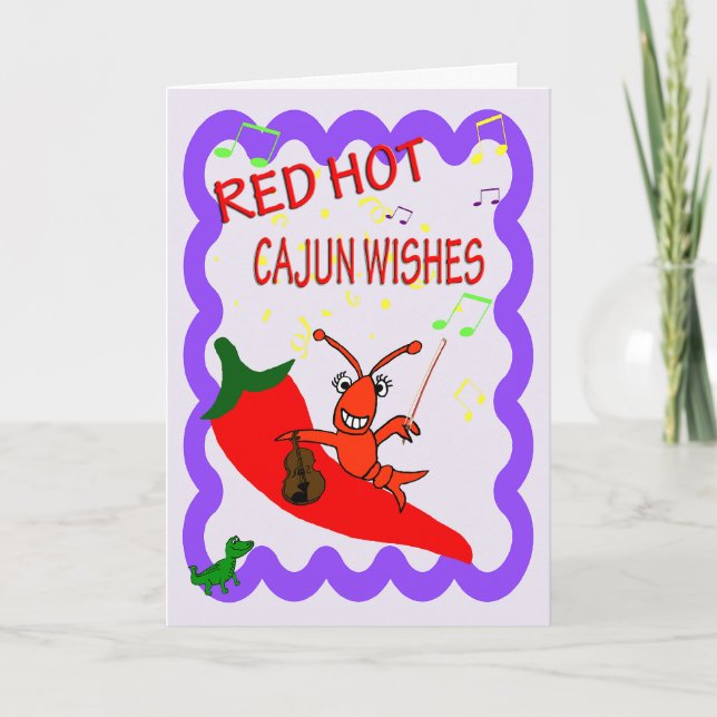Cajun Crawfish Red Hot Happy Birthday Card (Front)