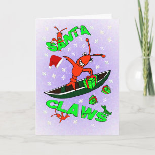 Cajun Crawfish Santa Claws Christmas Holiday Card