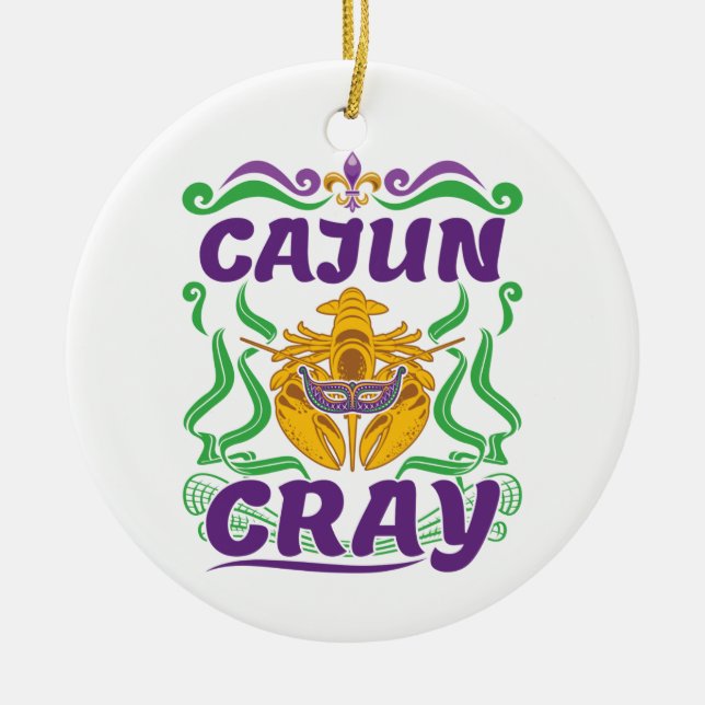Cajun Cray Crawfish Boil Louisiana New Orleans Ceramic Tree Decoration (Front)