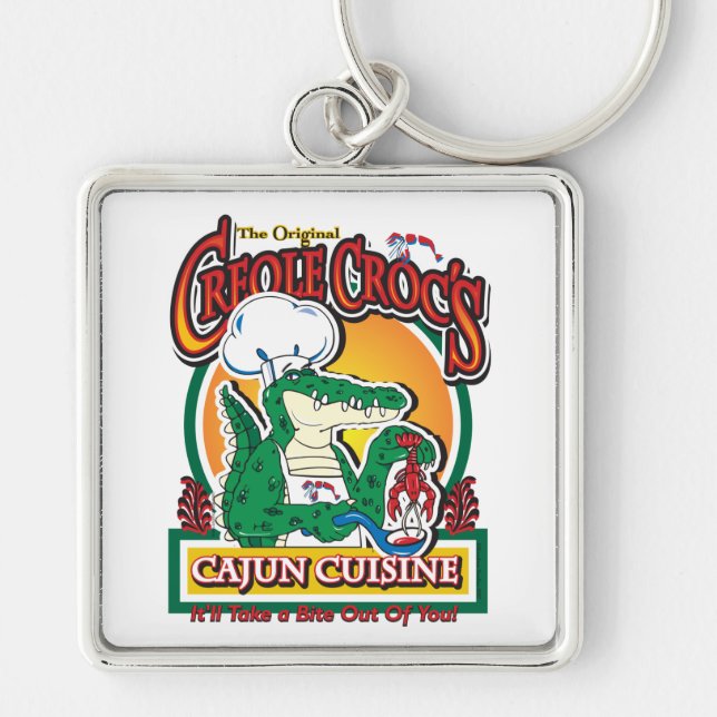Cajun Creole Mardi Gras Crocodile Key Ring (Front)