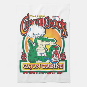 Cajun Creole Mardi Gras Crocodile Tea Towel