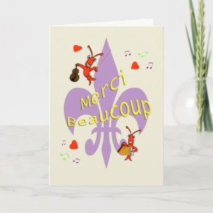 Cajun Fleur de Lis Crawfish Thank You in French Card