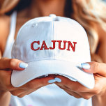 Cajun Red on White Embroidered Hat<br><div class="desc">An official Cajun hat to wear proudly in and out of Louisiana.</div>