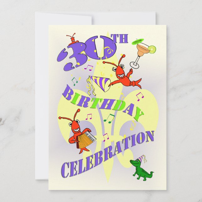 Cajun Themed 30th Birthday Party Invitation (Front)