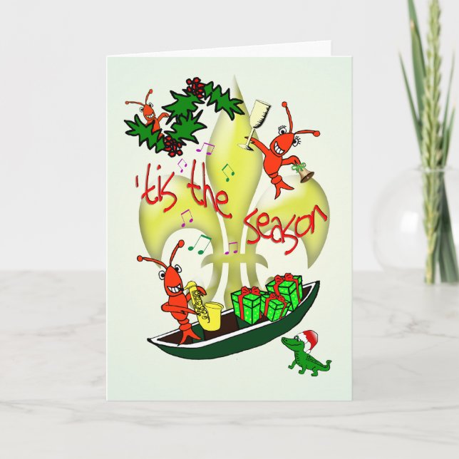 Cajun Themed 'Tis the Season Christmas Holiday Card (Front)