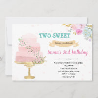 Cake 2nd birthday invitation