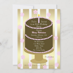 Cake 85th Birthday Party Invitation 85th in Pink