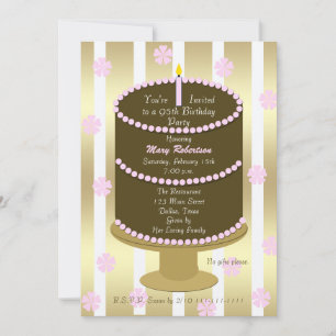 Cake 95th Birthday Party Invitation 95th in Pink
