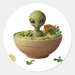 Cake Alien – Cute Surreal Dessert Art Classic Round Sticker