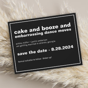 Cake and Booze Funny Save the Date with Photo