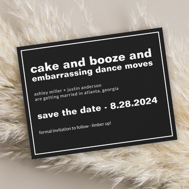Cake and Booze Funny Save the Date with Photo (Creator Uploaded)