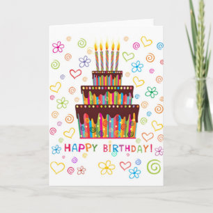 Cake and candles Happy Birthday Card