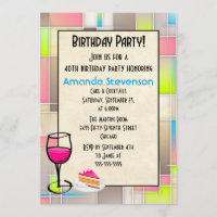 Cake and Cocktails Geometric Design Birthday