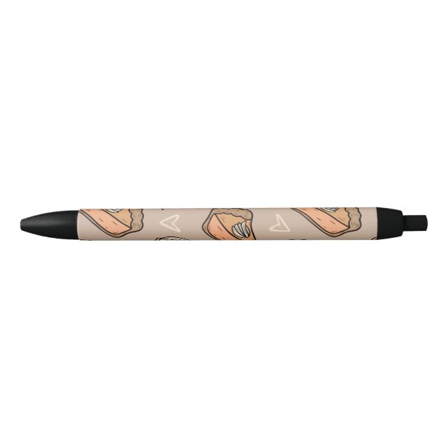 Cake and Cup Cake Bakery Seamless pattern Black Ink Pen (Front)