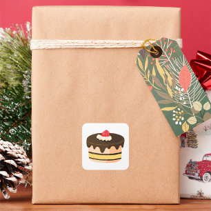 Cake And Strawberry Square Sticker