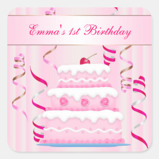 Cake and Streamers Birthday Sticker