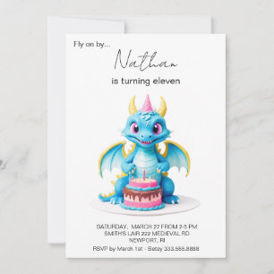 *~* Cake Baby Dragon Photo AP88 Birthday Party Invitation