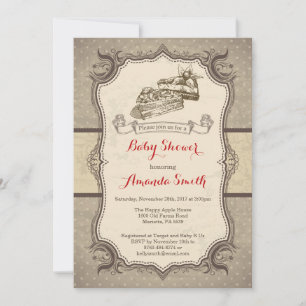 Cake Baby Shower Invitation Vintage Retro