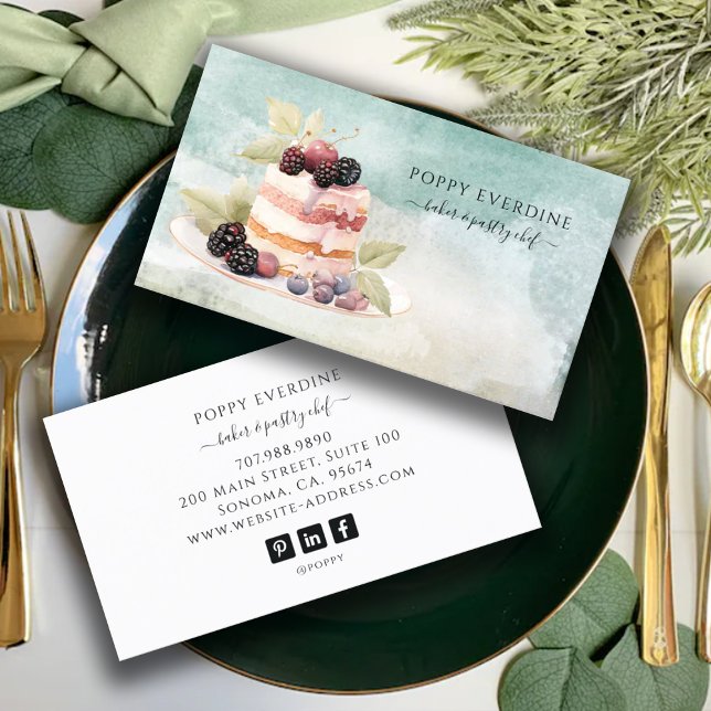 Cake Baker Bakery Pastry Chef Catering Business  Business Card (Creator Uploaded)