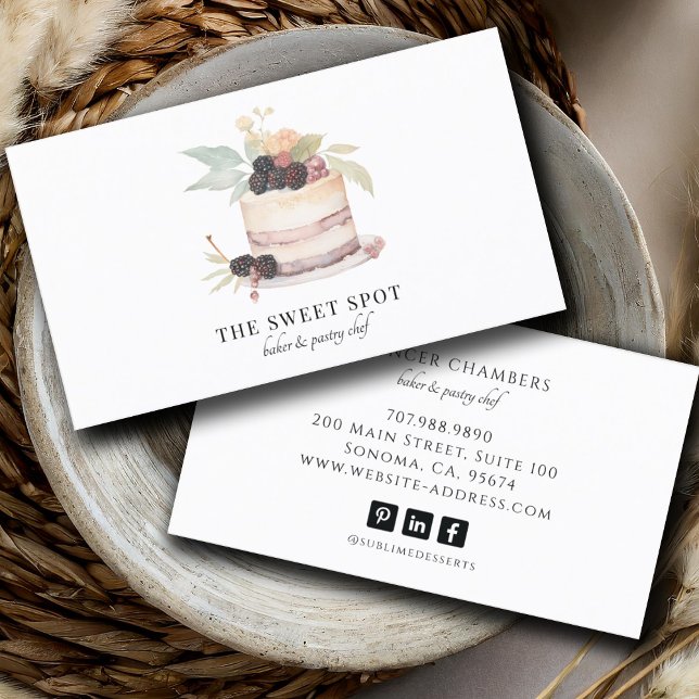 Cake Baker Bakery Pastry Chef Catering Business Card (Creator Uploaded)