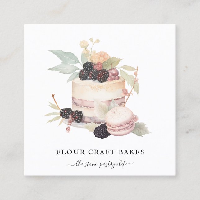Cake Baker Bakery Pastry Chef Catering Square Business Card (Front)