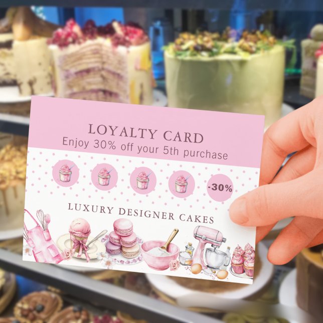 Cake Baker Loyalty Rewards Promotional QR Code  Business Card (Creator Uploaded)
