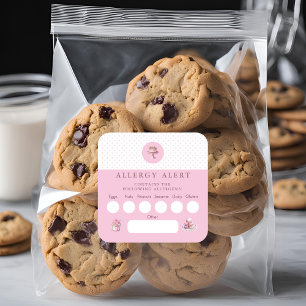 Cake Bakery Allergy Alert Ingredients Food safety Square Sticker