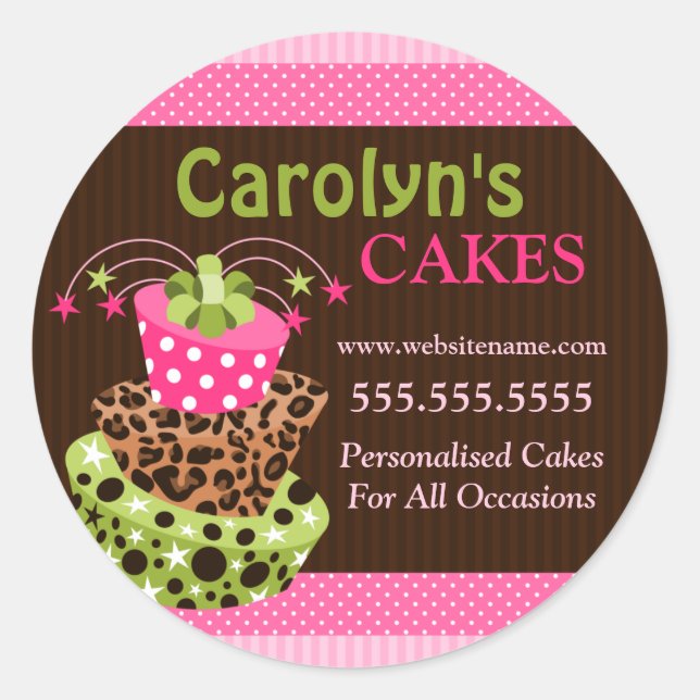 Cake Bakery Business Stickers (Front)