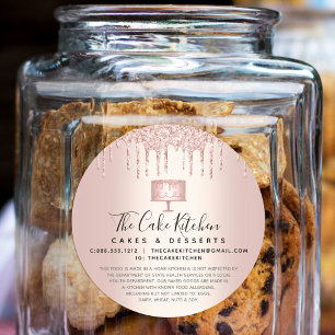 Cake Bakery Chef Rose Gold Glitter Drips Legal Classic Round Sticker