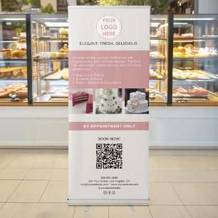 Cake Bakery Custom Logo Photo QR Tan Retractable Banner