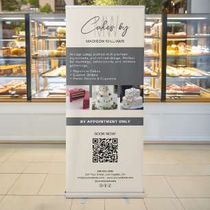 Cake Bakery Custom Monogram Beige Retractable Banner