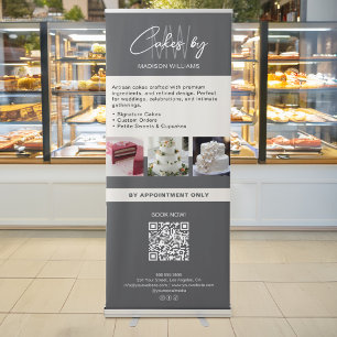 Cake Bakery Custom Monogram Grey Retractable Banner