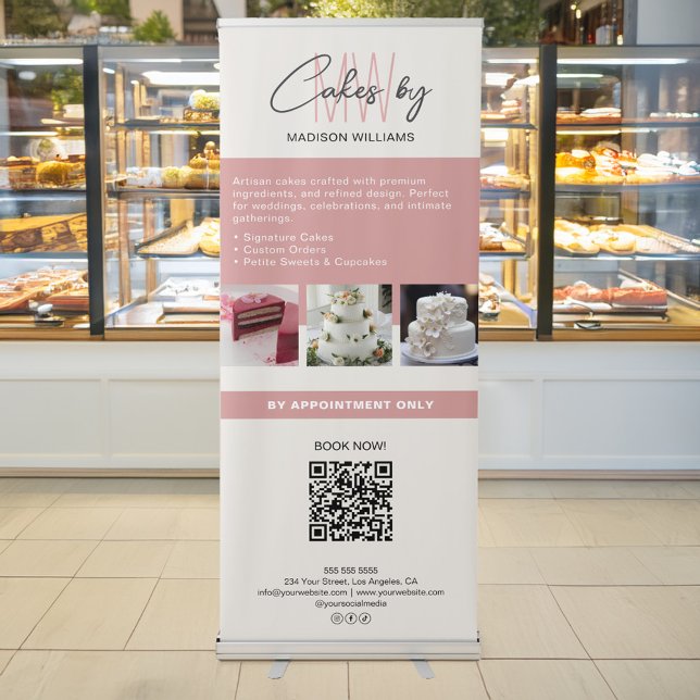 Cake Bakery Custom Monogram Retractable Banner (Cake Bakery Custom Monogram Retractable Banner)