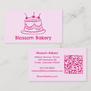 Cake Bakery Dessert Catering CUSTOM QR Hand-drawn Business Card