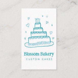 Cake Bakery Dessert Catering CUSTOM QR Hand-drawn Business Card