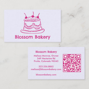 Cake Bakery Dessert Catering CUSTOM QR Hand-drawn Business Card
