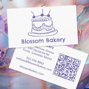Cake Bakery Dessert Catering CUSTOM QR Hand-drawn Business Card