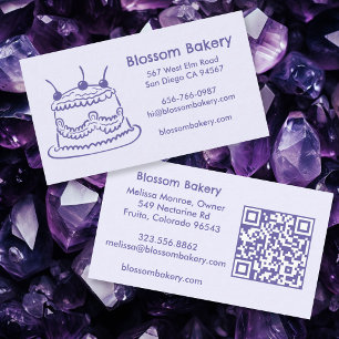 Cake Bakery Dessert Catering CUSTOM QR Hand-drawn Business Card