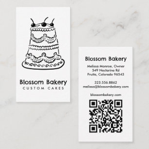 Cake Bakery Dessert Catering CUSTOM QR Hand-drawn Business Card