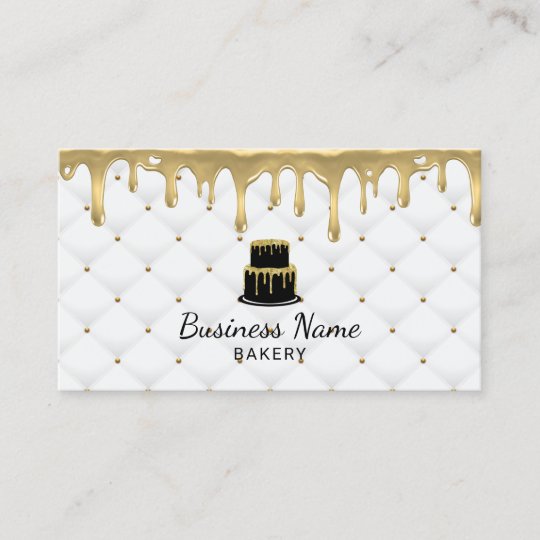 Cake Bakery Gold Drip Icing Luxury White Business Card