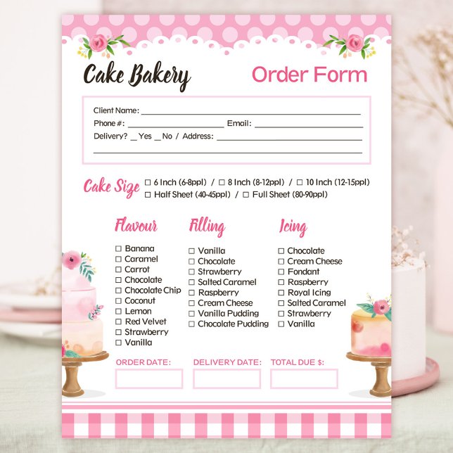 Cake Bakery Order Form Notepad (Creator Uploaded)