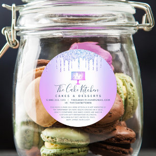 Cake Bakery Pastry Chef Purple Glitter Drips Legal Classic Round Sticker