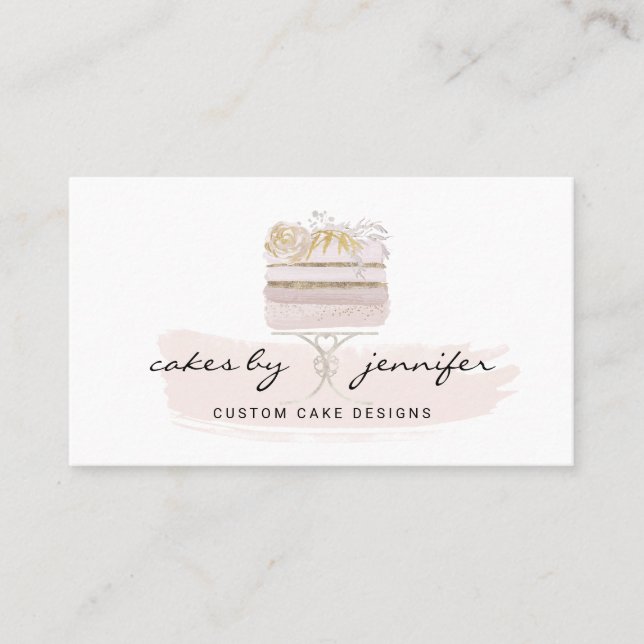 Cake Bakery Pastry Patisserie Glitter Business Card (Front)
