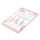 Cake Bakery Pink Order Form Notepad
